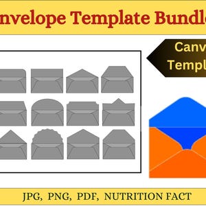 Ensemble de modèles d'enveloppes SVG PDF, modèles d'enveloppes DIY, enveloppe carte-cadeau, enveloppe imprimable Cricut, enveloppe de mariage Canva, enveloppe