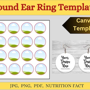 Round Earring Template SVG, Earring Card Template, Circle Earring Display, Earring Holder Canva Template, Jewelry Card Printable,Earring SVG
