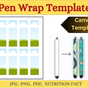 Glitter Pen Wrap Template: Sublimation & Vinyl (Digital Download)