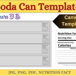 Soda Can Template, Editable Soda Can Label, Custom Pop Can Label, Blank Soda Can Wrap, Party Favor Can Template for Any Event, soda can .