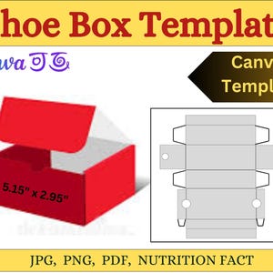 Shoe Box Template| DIY Shoe Box SVG | Printable Gift Box| Favor Box Cricut| Canva Editable Shoe Packaging | Instant Download| canva template