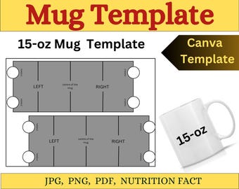 Moksjabloon: volledige wrap SVG voor 11 oz en 15 oz mokken (digitale download)