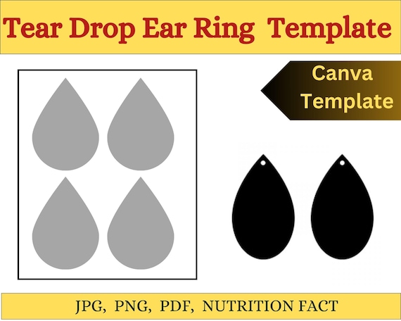 Teardrop Earring Template SVG: Faux Leather Cricut DIY (digital