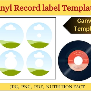 Vinyl Record Label Template, Editable Record Label, Custom Vinyl Label Design, Canva Record Label, LP Center Label Printable, custom Vinyl.