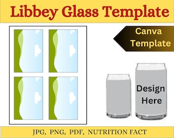 Libbey 16oz Glass Can Wrap Template: SVG, PNG, PDF (Digital Download)