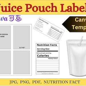 Juice Pouch Label Template: Editable Party Favor (Digital Download)