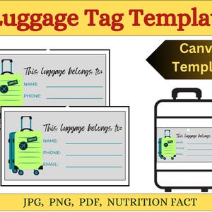 Luggage Tag Template SVG: DIY Travel Bag Label (Digital Download)