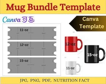 11oz 12oz 15oz Mug Wrap template| Mug Template | Sublimation Mug Template | Mug Full Wrap SVG | 11oz & 15oz Mug Template | DIY Mug Wrap svg.