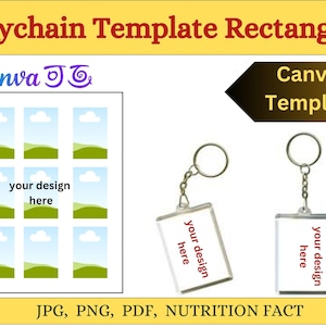 Rectangle Keychain Template| Custom Keychain SVG| Keychain Design Template| Cricut Keychain File| DIY Keychain Template|  Editable template.