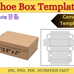 DIY Shoe Box Template: 3.5&quot; x 2&quot; Printable Gift Box (Digital Download)