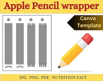 Apple Pencil Template| Custom Apple Pencil Skin| Editable Pencil Wrap SVG| Apple Pencil Decal| DIY Pencil| canva Template| instant template.