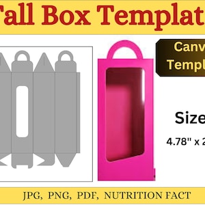 Tall Box Template| Treat Box SVG| Gift Box Template| Favor Box Cricut| Tall Party Box| Printable Box Template Canva Editable Box| party favo