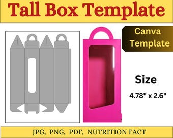 Tall Treat Box Template: Party Favor SVG, Canva Editable (PDF)