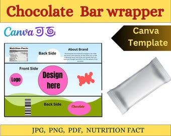 DIY Chocolate Bar Wrapper Template | Custom Party Favors (svg, png, dxf & pdf)
