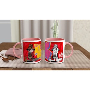 Indigenous art, Aboriginal art, Decolonial art -WOLF White 11oz Ceramic Mug with Color Inside