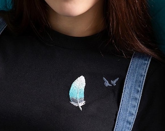 Feather Satin Stitch Kit for Clothes, DIY Clothing Embroidery, Modern Fashion Needlework Set