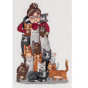 Counted Cross Stitch Kit: "There Are Never Too Many Cats" - Handmade Embroidery