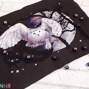 Counted Cross Stitch Kit &quot;White Owl&quot;, Embroidery kit, Handmade Home Decor, Gift for Crafters, Wild Animal Embroidery, White Owl Embroidery