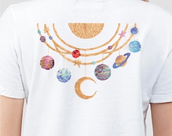 Helios Embroidery Kit, Celestial Sun Design, Boho Clothing Customization (Water Soluble Canvas)
