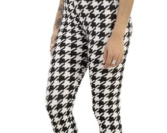 Conjunto deportivo de pata de gallo / Leggings de cintura alta y top tipo sujetador / XS–XL