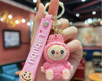 Llavero de conejo monstruo kawaii, dije de PVC para bolso de dibujos animados