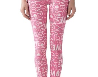 Leggings con estampado de corazones de San Valentín, pantalones de yoga de cintura alta
