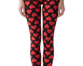 Leggings de corazón rojo, pantalones de yoga negros de cintura alta, regalo de San Valentín