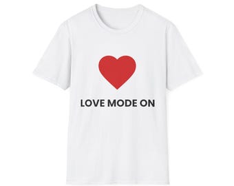 Camiseta con corazón rojo y frase "Love Mode On" / Camiseta romántica de San Valentín