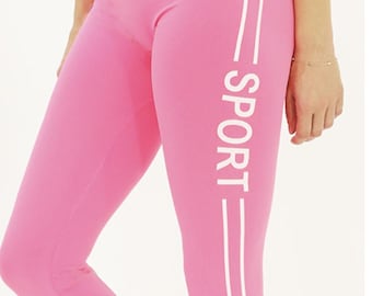 Leggings deportivos de cintura alta para mujer / Ajuste ajustado y cálido de invierno / Rayas laterales