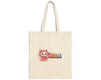 Bolsa de lona NOLA con diseño de zorro de dibujos animados: bolsa reutilizable kawaii
