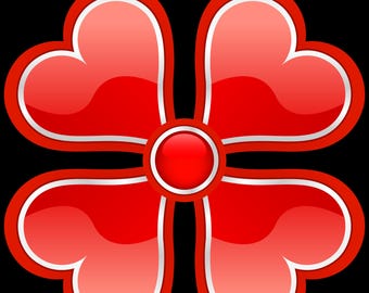 Clipart de flor de corazón rojo, gráfico de San Valentín, diseño de pegatina (descarga digital PNG)