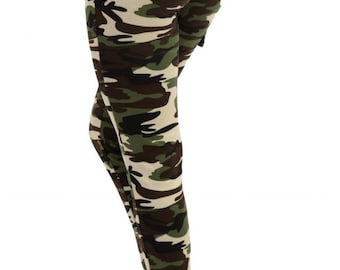 Leggings de cintura alta con estampado de camuflaje para mujer: pantalones deportivos elásticos de camuflaje