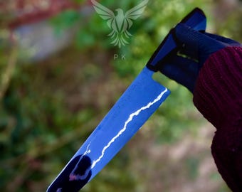 Handmade Japanese Santoku Chef Knife: 5160 High Carbon Steel, Bull Horn Handle