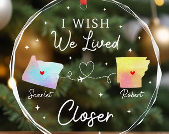 Personalized Long Distance Map Ornament, Christmas Keepsake