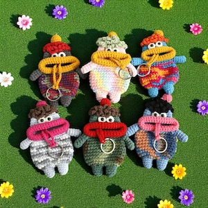 Funny  Sausage Mouth Crochet Keychains, Funny Weird Pendant Accessories Keychain, Cute Handmade Backpack Charm, Cartoon Knitting Keyrings