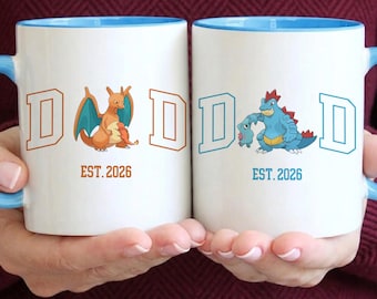 Personalized Poké Dad Mug, Custom Anime Characters Coffee Cup, PokeDad Gift