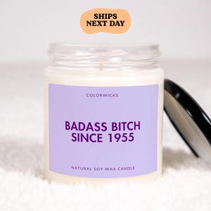 Badass Bitch Since 1955 Candle, Funny 70th Birthday Candle, 70th Birthday Gift for Grandma, Woman Birthday Gifts, Mom Birthday Gift