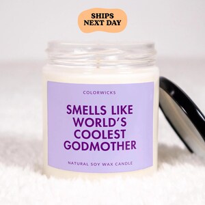 World&#39;s Coolest Godmother Candle, Godmother Baptism Gift, Mother&#39;s Day Gift for Godmother, Funny Godmother Gifts