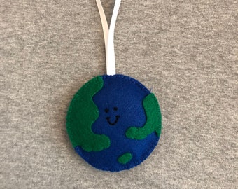 Plant Earth Christmas Ornament in Blue and Green Felt