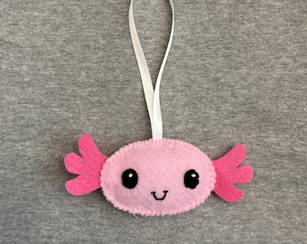 Axolotl Christmas Ornament in Pink Felt Holiday Home Decor Salamander