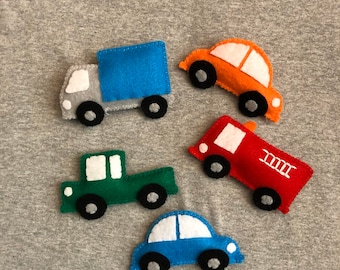 Cars and Trucks Play Set Toys in Felt