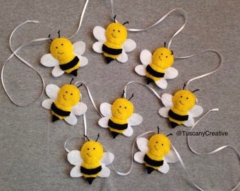 Spring Home Decor Bumble Bee Garland in Yellow and Black Felt Mother’s Day Easter