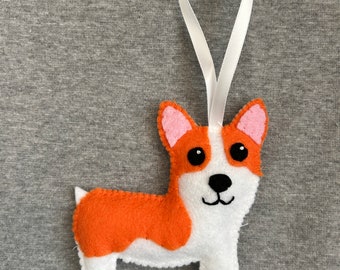 Corgi Dog Christmas Ornament in Felt Holiday Home Decor