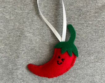 Chili Pepper Christmas Ornament in Felt Holiday Home Decor