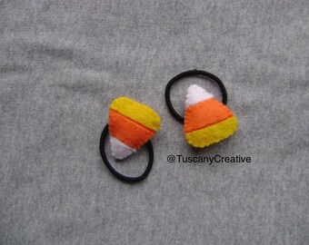 Candy Corn Ponytail Holders for Halloween