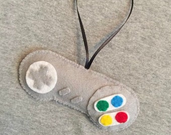 Video Game Controller in Gray Felt Christmas Ornament