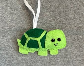 Turtle Christmas Ornament in Green Felt Holiday Home Decor Pets