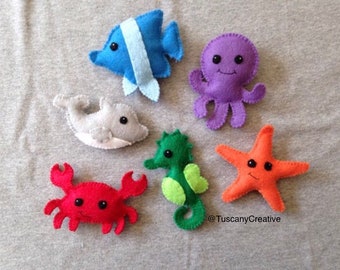 Ocean Animal Stuffed Toys, Dolphin, Star Fish, Octopus, Crab, Seahorse, Fish