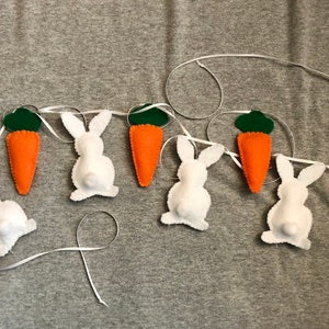 Bunny Rabbit and Carrot Garland in Felt for Easter Baby Nursery Home Decor Holiday image 3