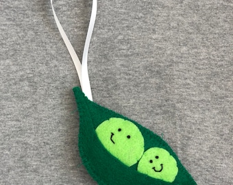 Hand Stitched Felt Two Peas in a Pod Christmas Ornament